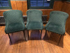 14 x Green Upholstered Padded Dining Chairs On Metal Frame & 1 x Grey Upholstered Padded Dining Chair, Size H82cm.