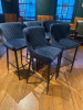 5 x Blue Upholstered Padded High Back Stools on Black Metal Frame, Size H105cm. - 2