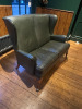 2 Seater High Back Green Faux Leather Settee with Stud Detail to Frame. Size H95 x W123 x D68cm. - 2