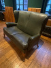 2 Seater High Back Green Faux Leather Settee with Stud Detail to Frame. Size H95 x W123 x D68cm. - 4