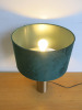 Dunelm Table Lamp with Brushed Brass Effect Base & Green Velvet Shade. - 5