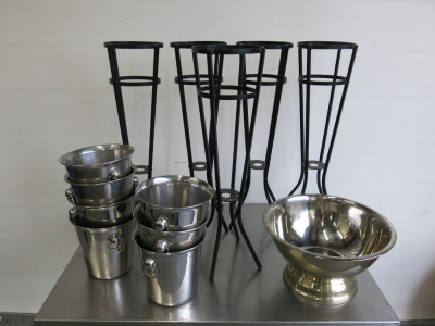 Quantity of Bar Accessories to Include: 1 x Punch Bowl, 7 x Wine Buckets & 5 x Metal Bucket Stands.