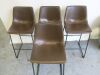 Set of Four Brown Faux Leather High Back Stalls on Metal Frame, Size H100cm. - 2