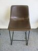 Set of Four Brown Faux Leather High Back Stalls on Metal Frame, Size H100cm. - 3