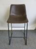 Set of Four Brown Faux Leather High Back Stalls on Metal Frame, Size H100cm. - 4
