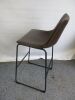 Set of Four Brown Faux Leather High Back Stalls on Metal Frame, Size H100cm. - 6
