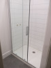 15.3m x 2.62m - Ex-Show Room Modular Housing Display Unit with Brick Front Finish, 2 Rendered Ends with Finish Required Top & Rear. Unit Sits on 2 x Sets of 6 Wheeled Galvanised Mobile Frames (7 x 3m). Fitted with Kitchen, Toilet, Shower room & Bedroom, A - 13