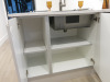 15.3m x 2.62m - Ex-Show Room Modular Housing Display Unit with Brick Front Finish, 2 Rendered Ends with Finish Required Top & Rear. Unit Sits on 2 x Sets of 6 Wheeled Galvanised Mobile Frames (7 x 3m). Fitted with Kitchen, Toilet, Shower room & Bedroom, A - 28
