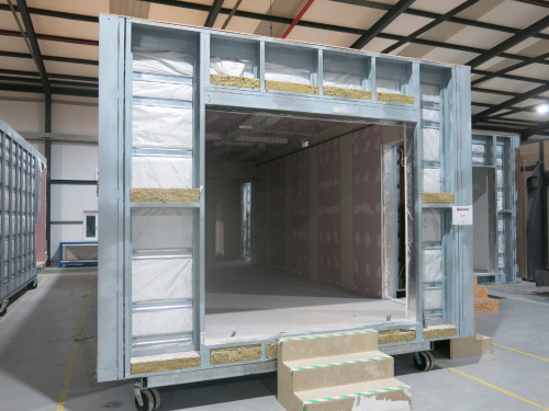 11.2m x 3.9m - Galvanised Steel Carcass, Part Finished Modular Building with First Fix Ventilation Established. Includes Entrance Porch, Bathroom & Kitchen/Diner with 3 Additional Entrance Ways. Overall Size H3m x 11.3m x 3.9m. NOTE: adaptable to suite ot