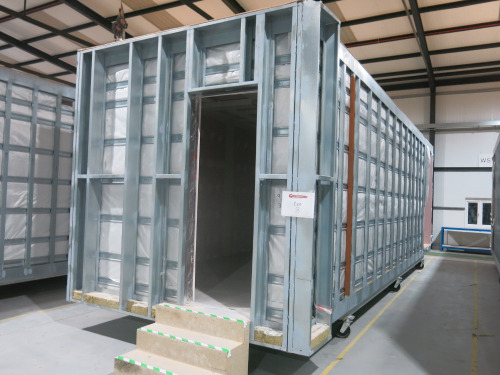 9.9m x 3.1m - Galvanised Steel Carcass, Part Finished Modular Building with First Fix Ventilation Established. Bedroom with En-Suite & Additional 1.5m Open Porch Area with Storage Cupboard. Overall Size H3m x 9.9m x 3.1m. NOTE: adaptable to suite other la