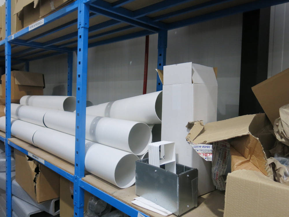 4 x Bays & Assorted Boxes of Ventilation Stock to Include: Pipework ...
