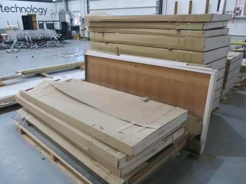 25 x Seville Pre-Finished Oak FD30 Doors (Inside factory) to Include: 20 x Entrance Doors 926 x 2088 x 45mm (Right & Left Handed) & 5 x Internal Doors 892 x 2088mm. Comes with Few Boxes of Door Furniture (Hinges/Spyholes/Handles). NOTE: to be checked by t