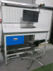 QMP Illuminated Workshop Bench with 240v Socket, Parts Rack, Stool, Lockable Draw with Key, Dell OptiPlex 5720 AIO Series i5 9th Gen PC, Model W20B on Bracket with Keyboard & Mouse. Size H167 x W120 x D80cm.