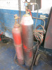 Set of Oxy-Acetylene Cutting Torches with Gauges & Hoses on Wheeled Trolly.