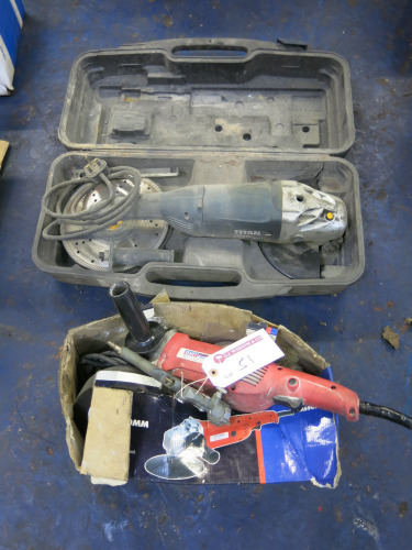 Titan 9" Angle Grinder in Case & a Sealey 4" Angle Grinder