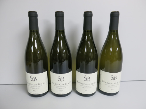 4 x Bottles of Sylvain Bzikot Bourgogne Blanc Chardonnay White Wine, 2021. 750ml.