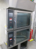 Pair of Mono Equipment Stacked BX Eco Touch Ovens, Model FG158T-A54, S/N 2000318039 & 2000318042, DOM 01/20, Single Phase. Comes with Extractor & Mobile Stainless Stand. Size H205 x W102 x D84cm. - 2