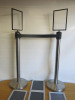 Pair of Metal Barrier Pavement Stands with 4 x A4 Clip Shut Frames. - 4