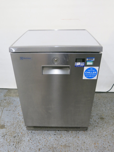 Electrolux Under Counter Fridge,Model RUCR16LCC, S/N92410007, YOM 2019. Size H85 x W60 x D60cm.