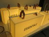 5 x Light Boxes with Assorted Cut Vinyl Lettering & Leather Straps. Size H26 x W50 x D15cm. - 2