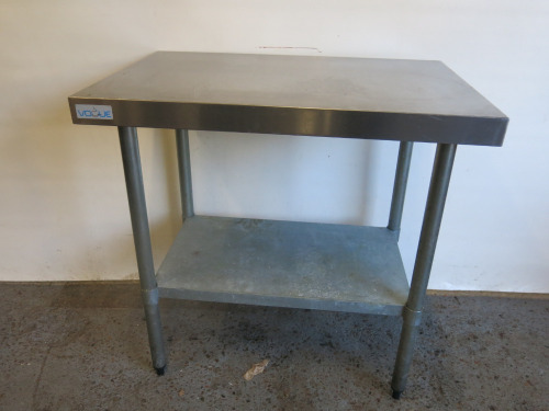 Vogue Stainless Steel Prep Table with Shelf Under, Size H90 x W90 x D60cm.