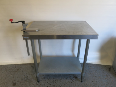 Vogue Stainless Steel Prep Table with Shelf Under with Bonzer Can Opener, Size H90 x W90 x D60cm