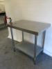 Vogue Stainless Steel Prep Table with Shelf Under with Bonzer Can Opener, Size H90 x W90 x D60cm - 2