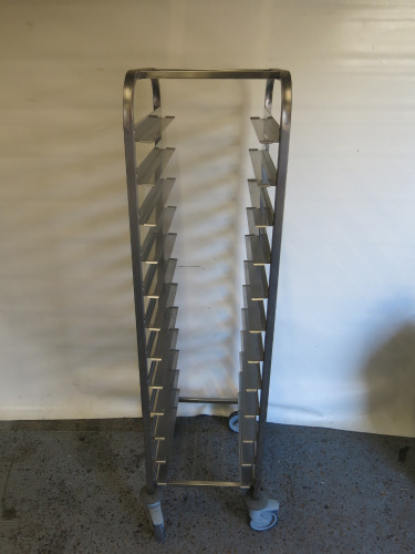 Stainless Steel 12 Tray Catering Trolley, Size H168 x W43 x D57cm.