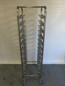 Stainless Steel 12 Tray Catering Trolley, Size H168 x W43 x D57cm.