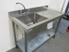 Stainless Steel Single Bowl Sink with Taps & Shelf Under, Size H90 x W120 x 60cm. - 3