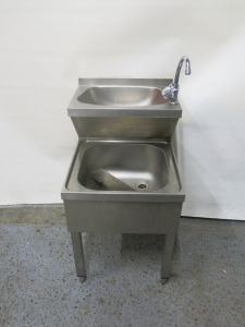 Stainless Steel Janitorial Sink & Basin Unit, Size H90 x W50 x D60cm. NOTE: requires leg.