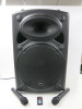 Boxed QTX Portable Powered PA Unit with 15" Speaker, Model QR15PA. Comes with 1 x VHF Wireless Microphones & IR Remote. - 6