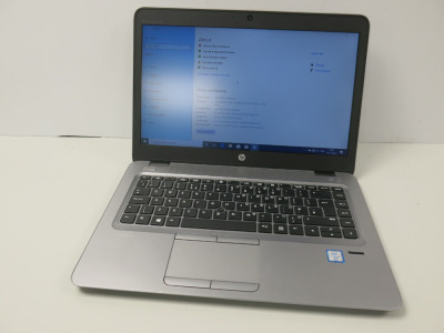 HP 14" EliteBook, Model 840-GS, Running Windows 10 Pro. Intel Core i5-6300U, CPU @ 2.4Ghz, 8GB RAM, 238GB HDD. Comes with PSU.