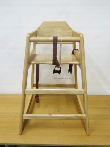 Childrens Wooden High Chair in Natural Finish.