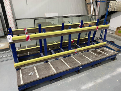 Glass Storage Stillage with Additional Board/Glass Trolley.