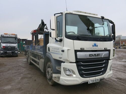 (2020) LT20 BZM: Leyland DAF CF340, 26T, Euro 6, 6 x 2 Wheel, Rear Steer & Lifting Axle, Day Cab, Dropside Builders Delivery Lorry, 6.3m Body Length with Palfinger PK19.001 SLD A Brick Grab 6.1T Hiab. Mileage 39,141.....