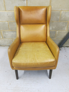 West Elm Ryder Leather Armchair, Size H103 x W63 x D85cm.