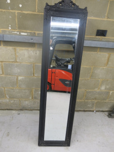 Floor Standing Beaded Mirror in Black, Size H179 x W43cm.