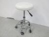 Round Height Adjustable Rolling Stall in White. - 4