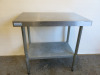 Vogue Stainless Steel Prep Table with Shelf Under, Size H90 x W90 x D60cm.