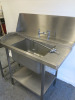 Stainless Steel Single Bowl Sink with Taps, Pre Rinse, Shelf Under & Splash Back, Size H93 x 120 x 75cm. - 2