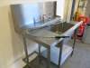 Stainless Steel Single Bowl Sink with Taps, Pre Rinse, Shelf Under & Splash Back, Size H93 x 120 x 75cm. - 5