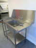 Stainless Steel Single Bowl Sink with Taps, Pre Rinse, Shelf Under & Splash Back, Size H93 x 120 x 75cm. - 8