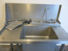 Stainless Steel Single Bowl Sink with Taps, Pre Rinse, Shelf Under & Splash Back, Size H93 x 120 x 75cm. - 2