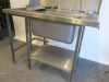 Stainless Steel Single Bowl Sink with Taps, Pre Rinse, Shelf Under & Splash Back, Size H93 x 120 x 75cm. - 4