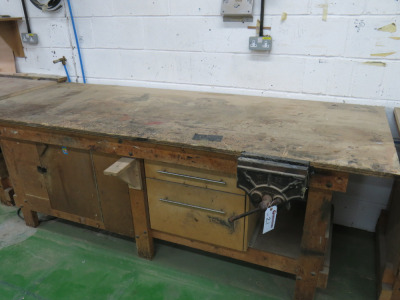 Woodwork Bench with Record No 53 Quick Release Vice. Size H88 x W244 x D92cm.