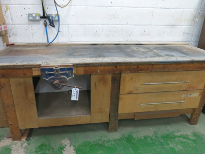 Woodwork Bench with Record No 53 Vice. Size H90 x W244 x D82cm.