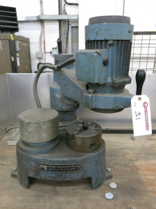 Productions Machines Precision Bench Mounted Swing Grinder with 3 Jaw Chuck & Mag Chuck, S/N 205, 3 Phase with Bench.