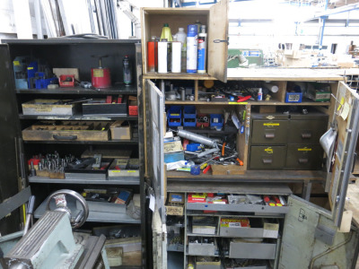 3 Cabinets Containing Large Quantity of Assorted Machine Tooling to Include: Morse Taper Drills & Reamers, Assorted Tools & Parts (As Viewed).