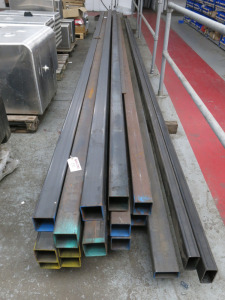 19 x Lengths of Box Steel, 7.5m x 100mm and 8m x 120mm x 60mm.